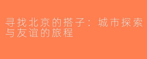 寻找北京的搭子：城市探索与友谊的旅程