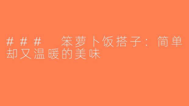 ### 笨萝卜饭搭子：简单却又温暖的美味