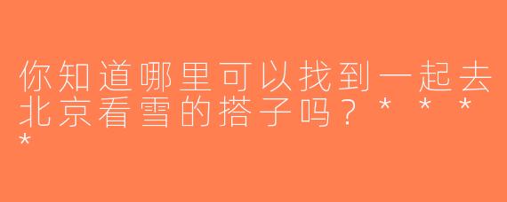 你知道哪里可以找到一起去北京看雪的搭子吗？****