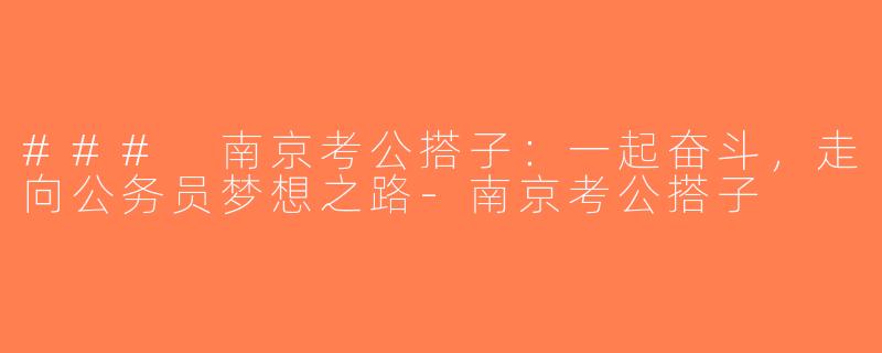 ### 南京考公搭子：一起奋斗，走向公务员梦想之路-南京考公搭子