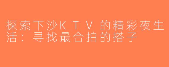 探索下沙KTV的精彩夜生活：寻找最合拍的搭子