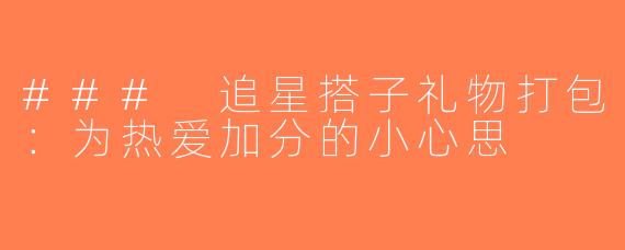 ### 追星搭子礼物打包：为热爱加分的小心思