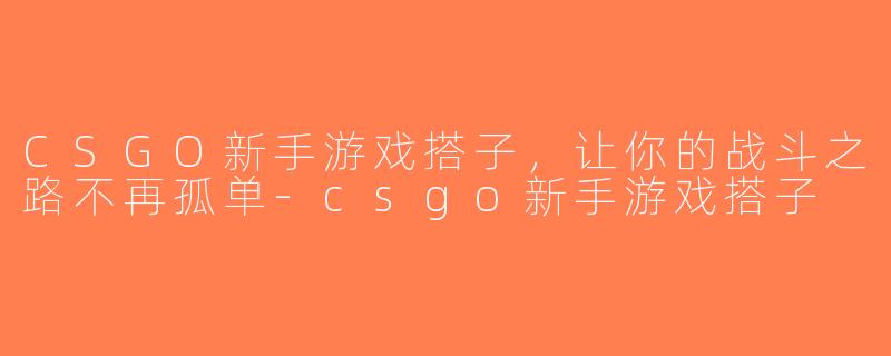 CSGO新手游戏搭子，让你的战斗之路不再孤单-csgo新手游戏搭子