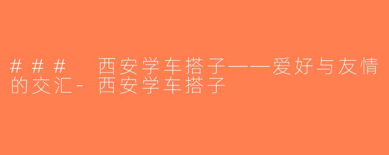 ### 西安学车搭子——爱好与友情的交汇-西安学车搭子