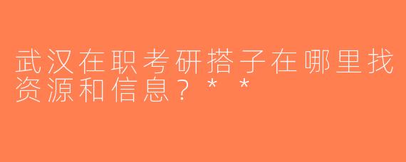 武汉在职考研搭子在哪里找资源和信息？**