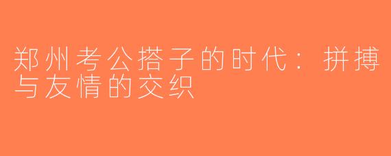 郑州考公搭子的时代：拼搏与友情的交织