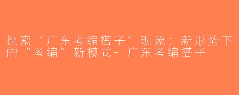 探索“广东考编搭子”现象：新形势下的“考编”新模式-广东考编搭子