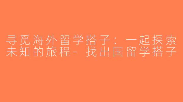 寻觅海外留学搭子：一起探索未知的旅程-找出国留学搭子