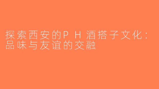 探索西安的PH酒搭子文化：品味与友谊的交融