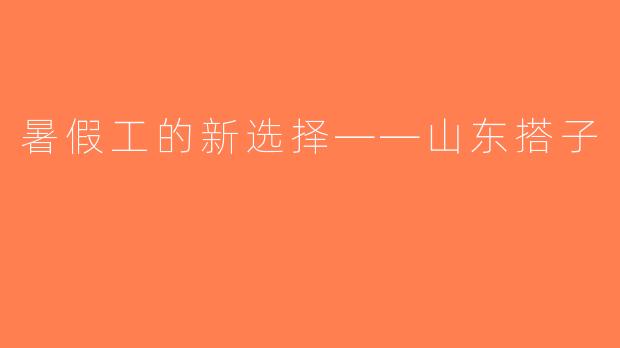 暑假工的新选择——山东搭子