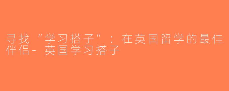 寻找“学习搭子”：在英国留学的最佳伴侣-英国学习搭子