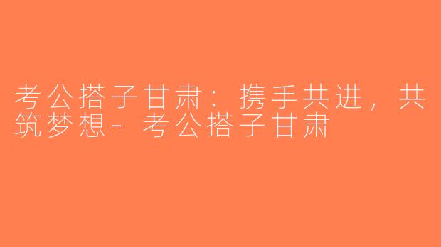 考公搭子甘肃：携手共进，共筑梦想-考公搭子甘肃
