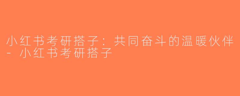 小红书考研搭子：共同奋斗的温暖伙伴-小红书考研搭子