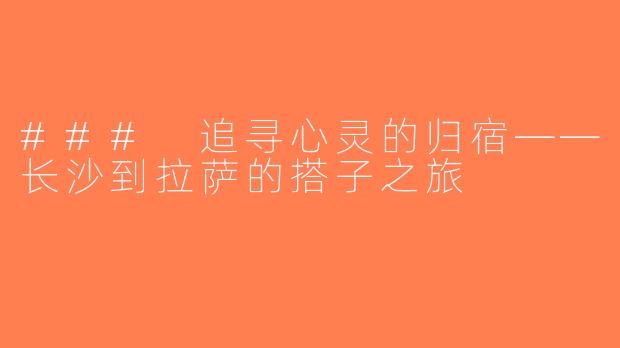 ### 追寻心灵的归宿——长沙到拉萨的搭子之旅