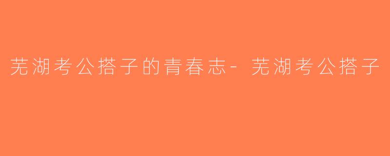 芜湖考公搭子的青春志-芜湖考公搭子