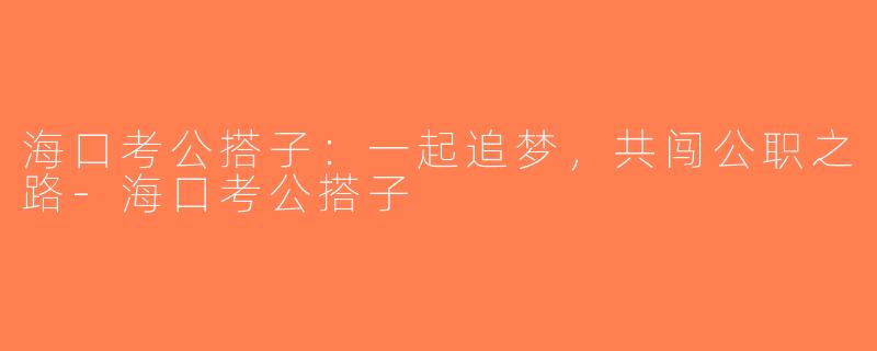 海口考公搭子：一起追梦，共闯公职之路-海口考公搭子