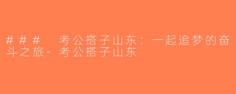 ### 考公搭子山东：一起追梦的奋斗之旅-考公搭子山东