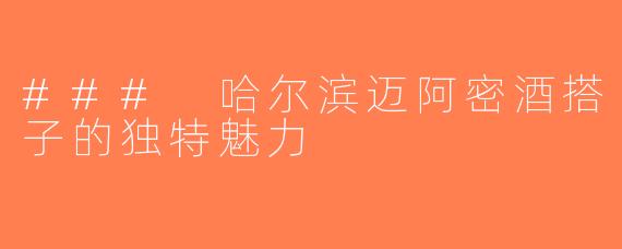 ### 哈尔滨迈阿密酒搭子的独特魅力