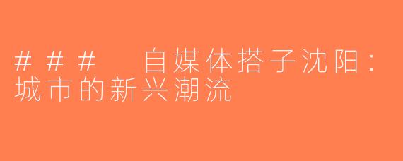 ### 自媒体搭子沈阳：城市的新兴潮流