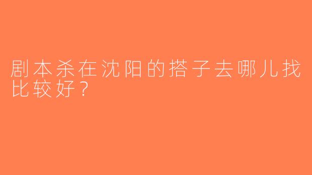 剧本杀在沈阳的搭子去哪儿找比较好？