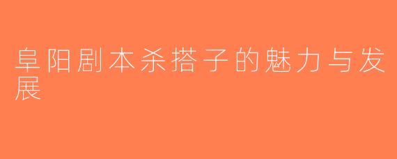 阜阳剧本杀搭子的魅力与发展