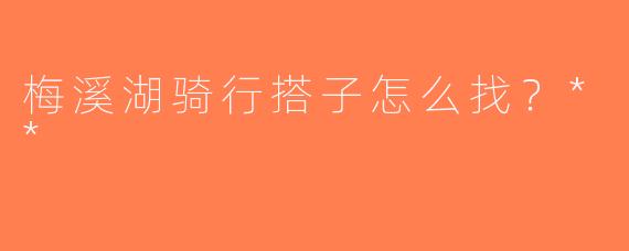 梅溪湖骑行搭子怎么找？**