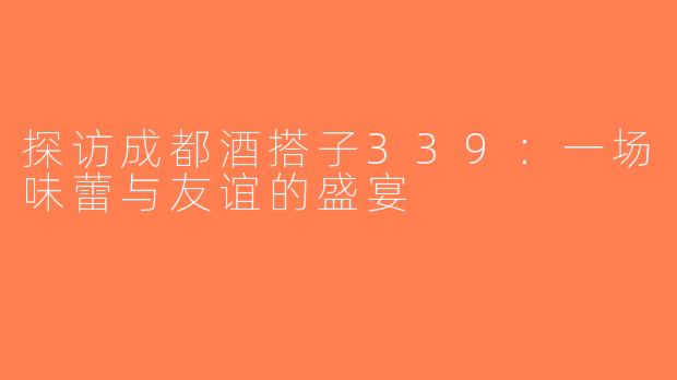 探访成都酒搭子339：一场味蕾与友谊的盛宴