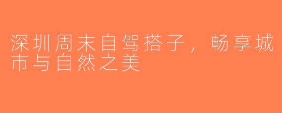 深圳周末自驾搭子，畅享城市与自然之美