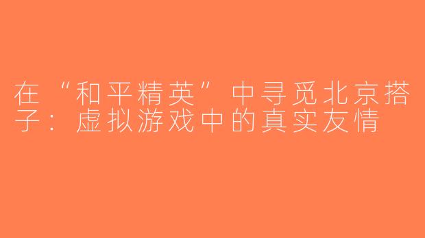 在“和平精英”中寻觅北京搭子：虚拟游戏中的真实友情