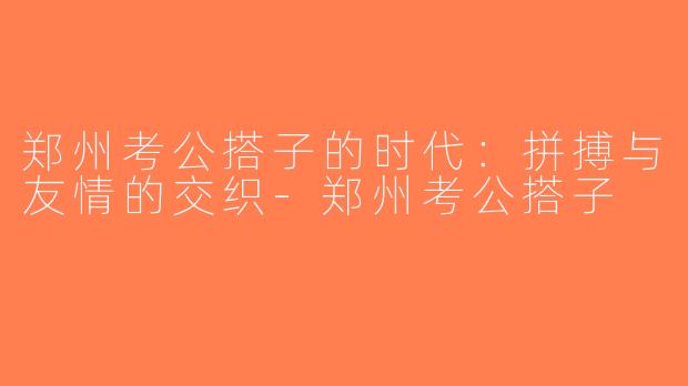 郑州考公搭子的时代：拼搏与友情的交织-郑州考公搭子