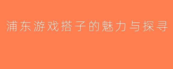 浦东游戏搭子的魅力与探寻