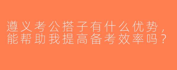 遵义考公搭子有什么优势，能帮助我提高备考效率吗？