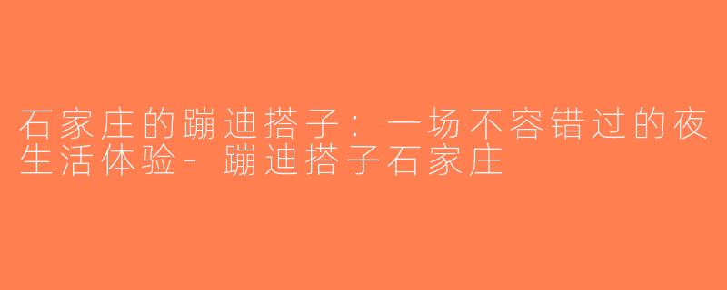 石家庄的蹦迪搭子：一场不容错过的夜生活体验-蹦迪搭子石家庄