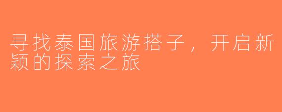寻找泰国旅游搭子，开启新颖的探索之旅