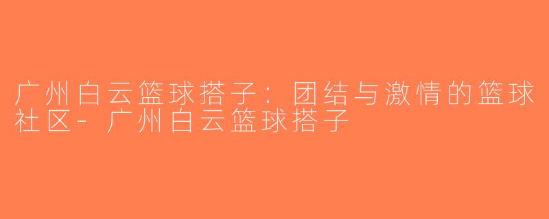 广州白云篮球搭子：团结与激情的篮球社区-广州白云篮球搭子