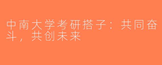 中南大学考研搭子：共同奋斗，共创未来