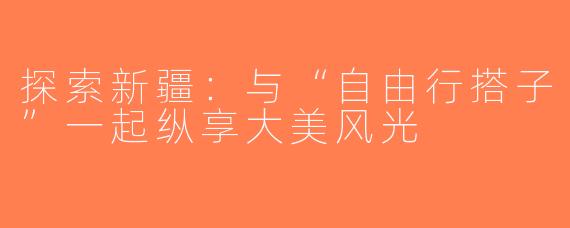 探索新疆：与“自由行搭子”一起纵享大美风光