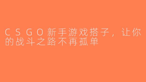 CSGO新手游戏搭子，让你的战斗之路不再孤单