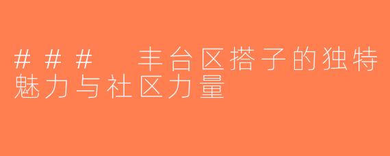 ### 丰台区搭子的独特魅力与社区力量