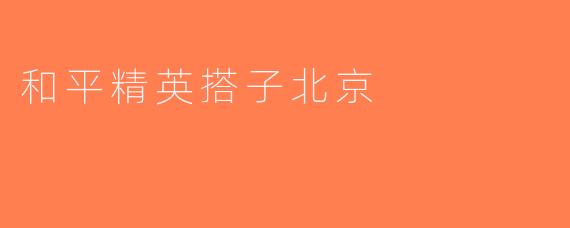 和平精英搭子北京
