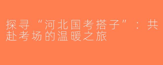 探寻“河北国考搭子”：共赴考场的温暖之旅