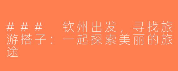 ### 钦州出发，寻找旅游搭子：一起探索美丽的旅途