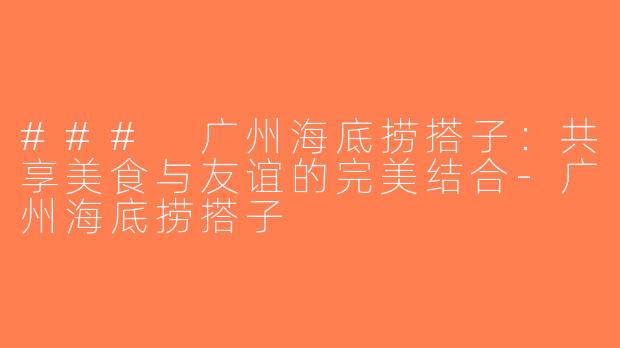 ### 广州海底捞搭子：共享美食与友谊的完美结合-广州海底捞搭子