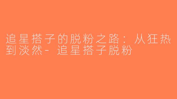 追星搭子的脱粉之路：从狂热到淡然-追星搭子脱粉
