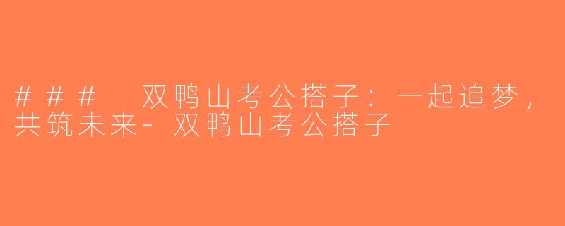 ### 双鸭山考公搭子：一起追梦，共筑未来-双鸭山考公搭子