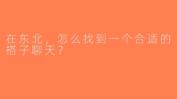 在东北，怎么找到一个合适的搭子聊天？