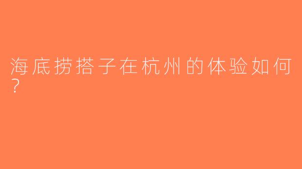 海底捞搭子在杭州的体验如何？
