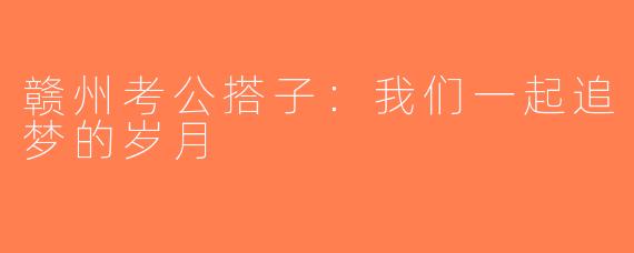 赣州考公搭子：我们一起追梦的岁月
