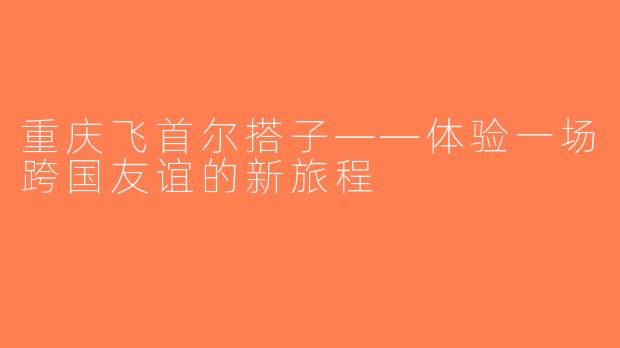 重庆飞首尔搭子——体验一场跨国友谊的新旅程