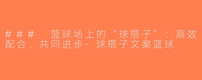### 篮球场上的“球搭子”：高效配合，共同进步-球搭子文案篮球